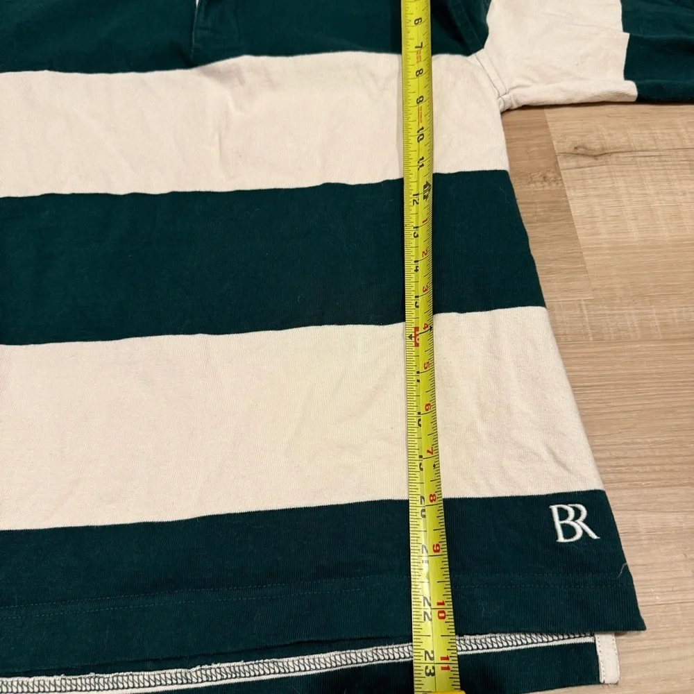 Banana Republic Green and White Stripe Long Sleeve Polo size XS